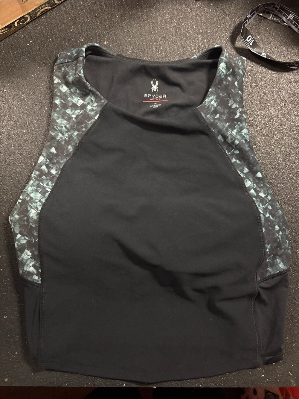 Spyder Black Tank with Teal Mosaic Side Panels